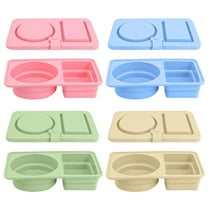 Shoreew 2/4Pcs Double Compartment Dressing Containers with Lid Foldable Silicone Sauce Box Reusable Snack Containers Stackable Condiment Box for Travel