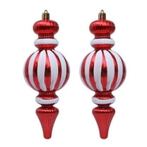 Shoreew 2 Pcs 7 Inch Finial Drop Christmas Tree Ornaments Red White Gourd Shape Hanging Ornaments Shatterproof Plastic Finial Pendant for Holiday Party Decor