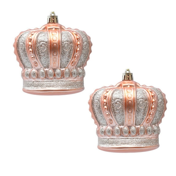 Shoreew 2 Pcs Christmas Crown Ornaments Vintage Style Plastic Red Green/Goldem Royal Crown Ornament for Xmas Tree Window Shop Home Holiday Decor