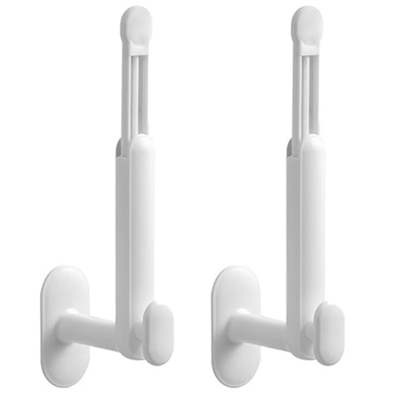 Shoreew 2 Pcs Telescopic Hooks Lengthened Handle Punch-free Anti-slip Waterproof L-shaped Towel Holder Kitchen Utensil Organizer Closet Wall Keychain Clothes Hanger Cap Hangers