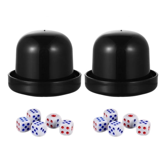 Shoreew 2 Sets Dice Cup with Base 10 Dot Dice Heavy Duty Manual Shaker Cup Adults Family Night Bar Party Gambling Drinking Board Game Casino Equipment