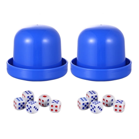 Shoreew 2 Sets Dice Cup with Base 10 Dot Dice Heavy Duty Manual Shaker Cup Adults Family Night Bar Party Gambling Drinking Board Game Casino Equipment