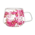 thumbnail image 1 of Shoreew 200ML Clear Glass Mug Double Wall Insulated Cup with Handle Aesthetic Dehydrated Flower Design Heat Preserving Tumbler for Coffee Tea, 1 of 6