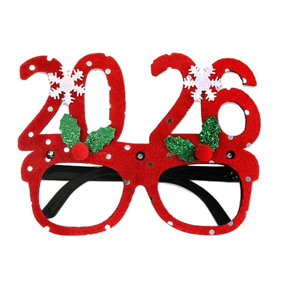 Shoreew 2026 LED Light Up Christmas Glasses Lighted Party Eyewear for Kids Adults Glow Light Up Photo Props for New Year Celebration
