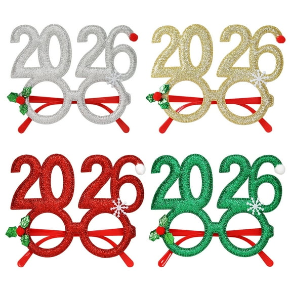 Shoreew 2026 New Year Eve Glasses Christmas Party Photo Props for Adults Kids Festive Celebration Eyewear for Countdown Party