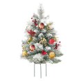thumbnail image 1 of Shoreew 23 Inch Lighted Artificial Christmas Urn Filler Pre-lit Xmas Pine Tree with Cones Red Berries Tripod Stake And LED Light Outdoor Porch Planter Filler for Holiday Decor, 1 of 7