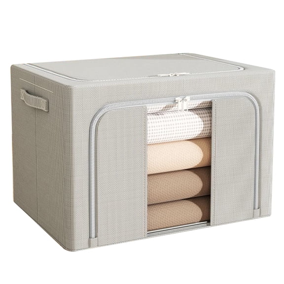 Shoreew 24L Clothes Storage Box Foldable Quilt Storage Container with Clear Window And Two-Way Zipper for Home