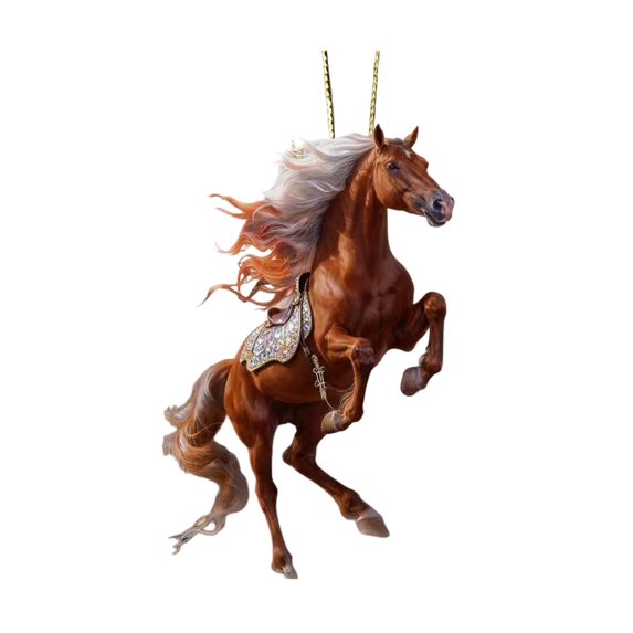 Shoreew 2D Horse Hanging Ornament Acrylic Flat Horse Decoration Christmas Tree Ornament for Horse Lovers Equestrian Gifts Holiday Decor