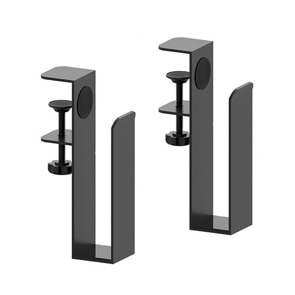 Shoreew 2Pcs Adjustable Desk Side Laptop Mount Storage Organizer Strong Load-bearing Metal Hanging Notebook Desk Holder Punch-Free Clamps