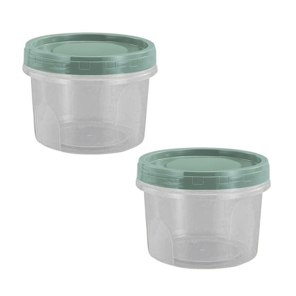 Shoreew 2Pcs Airtight Freezer Containers Set with Twist Top Lids 400/500/700ml BPA-Free Sealed Crisper Box for Kitchen Meal Prep Leak-Proof Round Container