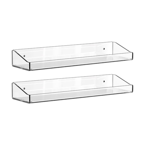 Shoreew 2Pcs Clear Acrylic Floating Shelves Waterproof Wall Shelves Modern Display Shelves for Bathroom Bedroom Kitchen Living Room