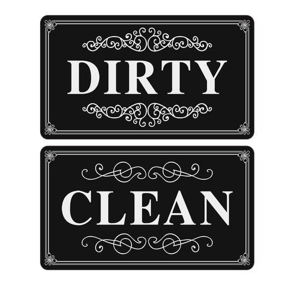 Shoreew 2Pcs Dirty Clean Dishwasher Magnet Dish Washing Machine Dirty Clean Magnetic Indicator Acrylic Sign Kitchen Fridge Decoration