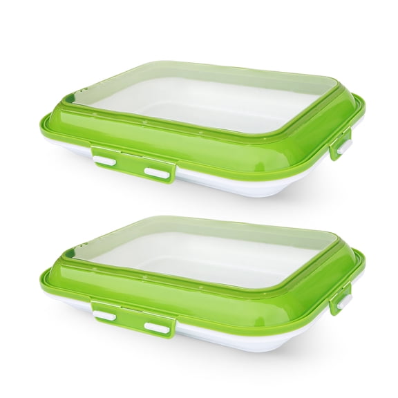 Shoreew 2Pcs Food Preservation Trays Reusable Food Storage Container with Lid Vacuum Sealed Stackable Tray for Picnic Travel