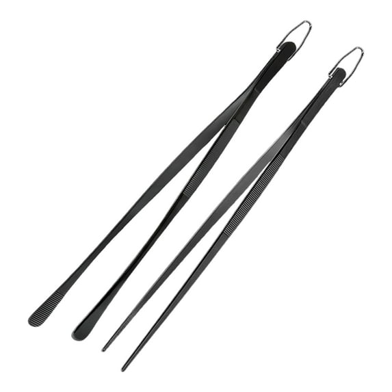 Shoreew 2Pcs Kitchen Cooking Tongs 12 Inch Food Clamp Stainless Steel Fine Tweezers with Serrated Tips for Chef Grill BBQ Pasta Salad