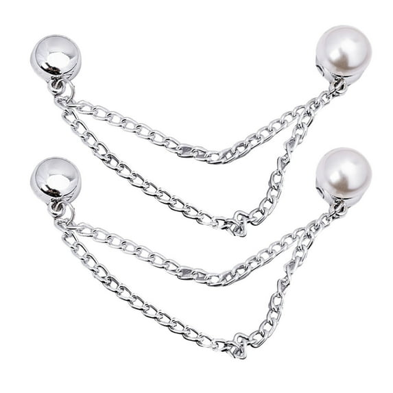 Shoreew 2Pcs Magnetic Clothing Clips with Chain Multi-Function Metal Clothes Magnet Pins Men Women Scarf Shirt Sleeve Pants Button Clip Accessories