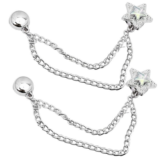 Shoreew 2Pcs Magnetic Clothing Clips with Chain Multi-Function Metal Clothes Magnet Pins Men Women Scarf Shirt Sleeve Pants Button Clip Accessories