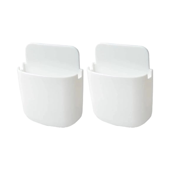 Shoreew 2Pcs Remote Control Holder Wall Mount No Drill Modern TV Air Conditioner Remote Storage Box Pen Organizer Cell Phone Charging Rack Home Office Supplies