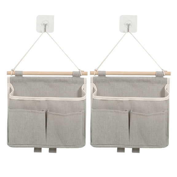 Shoreew 2Pcs Wall Hanging Bags with Multiple Pockets Bathroom Door Hanging Pouch for Keys Sunglasses Wallets Hair Accessories Large Capacity Sundries Storage Bag with Sticky Hooks Home Organizer