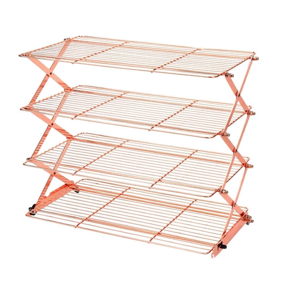 Shoreew 3/4-Tier Collapsible Cooling Rack Foldable Adjustable Stackable Design Non-Stick Coated Metal Cooling Rack Cakes Baking Kitchen Tool