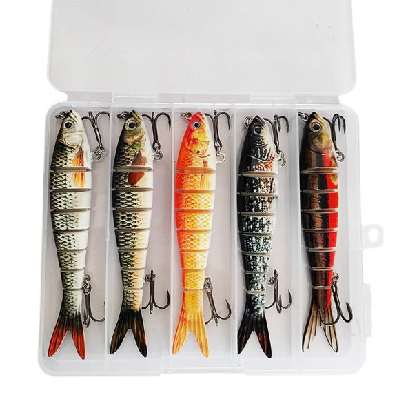 Shoreew 3/5Pcs 13.5CM/26G Multi-Jointed Fishing Lure with Hooks Realistic 8-Section Swimbait Bionic Hard Artificial Bait Freshwater Saltwater Fishing Accessories