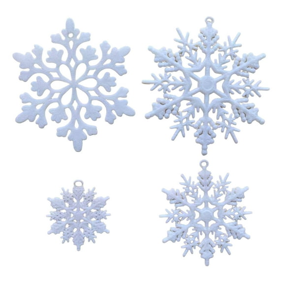 Shoreew 36 Pcs Christmas Snowflake Ornaments Glittered Snowflake Hanging Decoration for Christmas Indoor Winter Wonderland Decor