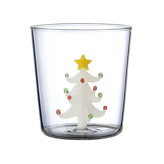 Shoreew 3D Christmas Tree Glass Cup High Borosilicate Wine Tumbler for Juice Cocktails Festive Party Drinkware for Holiday Celebrations