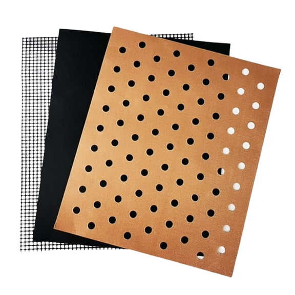Shoreew 3Pcs Barbecue Mat Fine Hole Even-Heat Easy to Clean High Temperature Resistant Reusable Non-Stick Toaster Oven Mats
