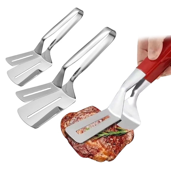 Shoreew 3Pcs Food Clip Grill Clamp with Extra Long Heat-Resistant Handle Stainless Steel Steak Fish Burgers Bread BBQ Tongs Kitchen Grilling Tool
