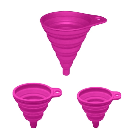 Shoreew 3Pcs Silicone Funnel Set Collapsible Kitchen Funnels Large Medium Small Funnels for Liquid Transfer Heat Resistant Bottling Kitchen Gadgets