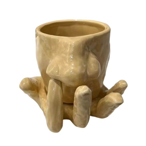 Shoreew 410ml Ceramic Mug Set with Cup Holders Funny Nose-Picking Design Tea Coffee Cup Home Kitchen Drinkware