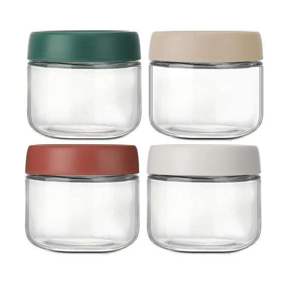 Shoreew 4Pcs 300/500ML Sealed Jar with Vibrant Color Lid Good Sealing Leak-proof Parfait Container Food-grade Glass Jars