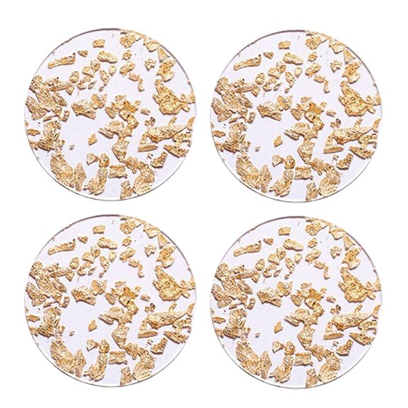 Shoreew 4Pcs Coasters Acrylic Transparent Faux Crystal Texture Heat Resistant Coasters Protect Desktop from Burns Scratches Stains Home Bar Kitchen Placemat