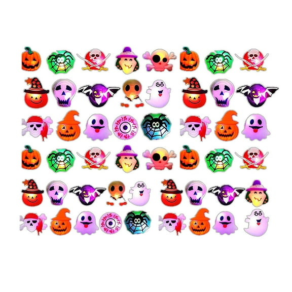 Shoreew 50 Pcs Halloween Rings LED Light Up Flashing Rings Glowing Finger Rings Halloween Party Favors for Kids Adults