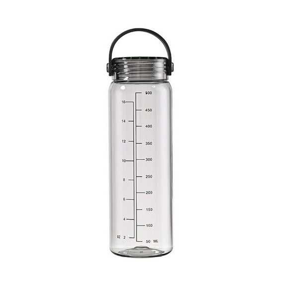 Shoreew 500ML Water Bottle with Scale Portable Handle Large Capacity Leak-proof Men Women Travel Gym Workout Sports Clear Drinking Handy Cup