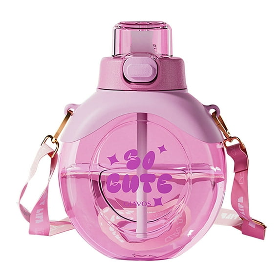 Shoreew 500ml Sippy Cup Adjustable Strap Good Sealing Easy to Carry Students Portable Drinking Bottle with Bouncing Lid Daily Use