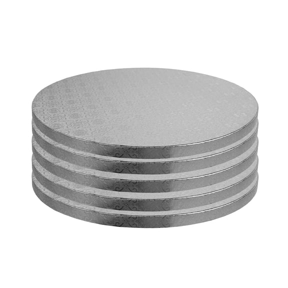Shoreew 5Pcs/Set 8/10/12-Inch White Cake Board Greaseproof Non-stick Food Grade Thick Corrugated Paper Round Cake Base Holder Plate Baking Supplies