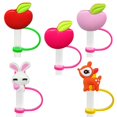 thumbnail image 1 of Shoreew 5Pcs Straw Cover for Tumbler Dustproof Straw Topper Lollipop Design Silicone Straw Tips Lids Cute Straw Protector Straw Decoration Party Favors, 1 of 7