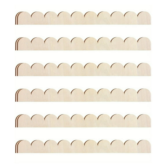 Shoreew 6/12Pcs Unfinished Scalloped Wood Border Trim Farmhouse Home DIY Crafts Wall Cabinet Shelf Door Window Frame Scalloped Edge Decorative Wood Strips