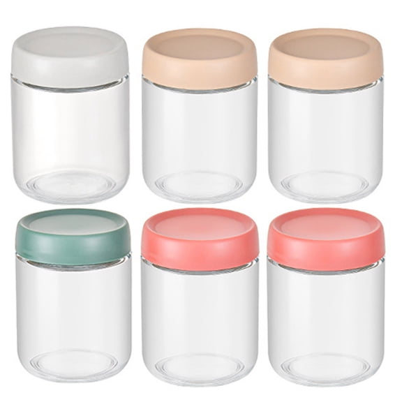 Shoreew 6 Pcs 500ML Crisper Box Transparent Good Seal with Screw Lid Dustproof Moisture-proof Nuts Snacks Tea Storage Jars Overnight Oats Preserving Jars Salad Yogurt Pudding Container