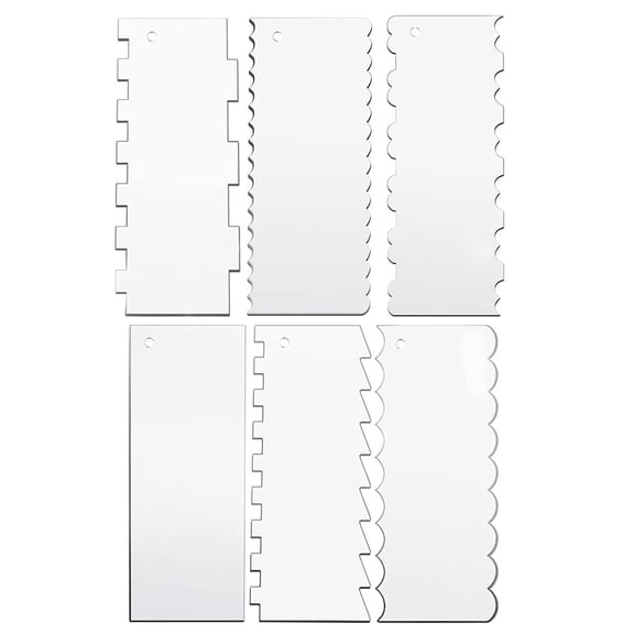 Shoreew 6Pcs Large Acrylic Cake Scraper Set Cakes Smoother Scraper Transparent Decorating Contour Stripe Cake Comb Kitchen Baking Tool