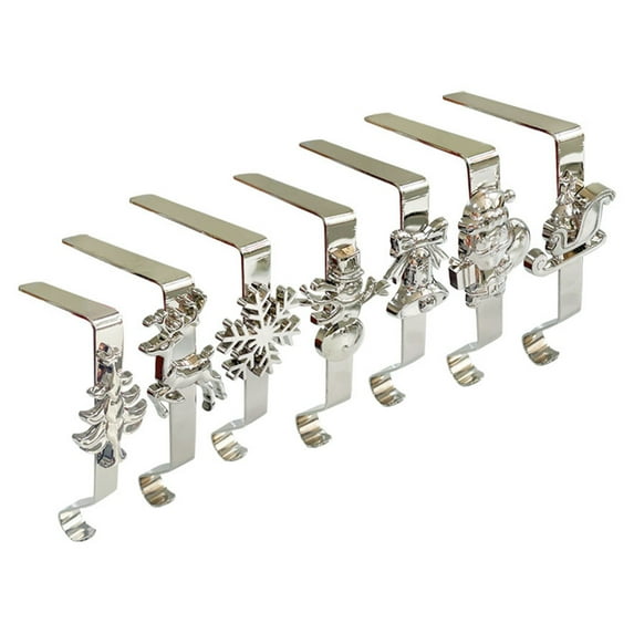 Shoreew 7Pcs/Set Christmas Stocking Hooks Mantel Xmas Stocking Holder Festive Stocking Hangers for Hanging Wreaths Ornaments Gifts