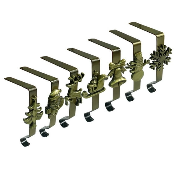 Shoreew 7Pcs/Set Christmas Stocking Hooks Mantel Xmas Stocking Holder Festive Stocking Hangers for Hanging Wreaths Ornaments Gifts