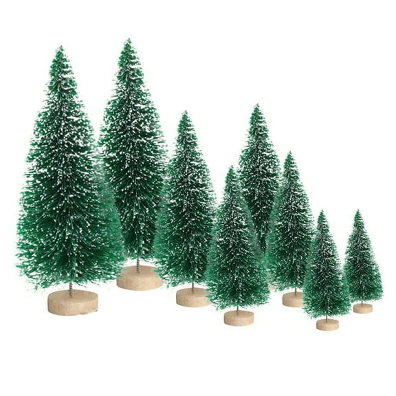 Shoreew 8Pcs Christmas Tree Ornaments Artificial Snowy Pine Tree Figurines Miniature Xmas Tree Statues for Home Table Desk Office Decoration