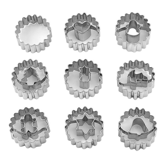 Shoreew 9Pcs Christmas Cookie Cutters Set Stainless Steel Baking Mold Christmas Tree Gingerbread Man Snowman Elk Shapes for Holiday Baking Gadgets