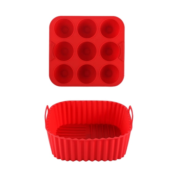 Shoreew Air Fryer Liners Silicone Basket Square Oven Pan for Even Heating High Temp Resistant Cake Molds for Creative Cooking
