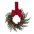 thumbnail image 1 of Shoreew Artificial Christmas Wreath for Front Door 10 Inch Winter Greenery Wreath with Red Berries And Velvet Bow for Holiday Farmhouse Indoor Outdoor Porch Wall Fireplace Decor, 1 of 7
