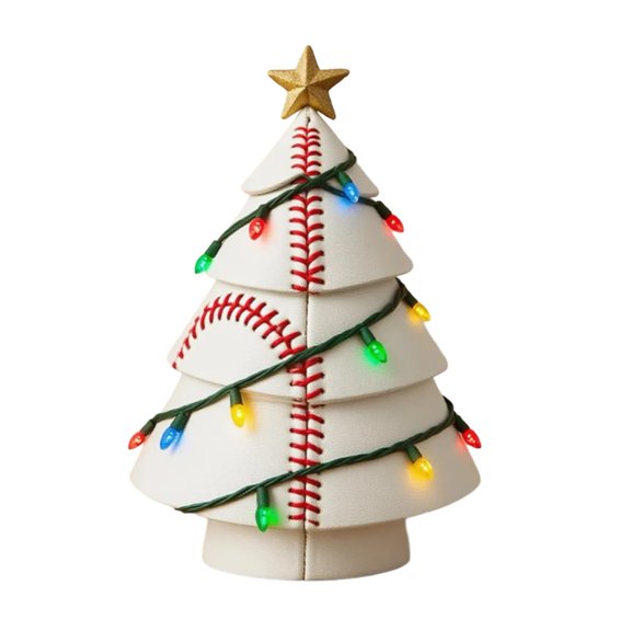 Shoreew Ball Christmas Tree Ornament Fun Football Xmas Tree Decoration Basketball Tree with Golden Star Topper for Festive Holiday Decor