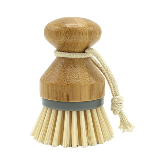 Shoreew Bamboo Dish Brush Round Palm Brush Non-Scratch Nylon Bristles Cleaning Brush for Non-Stick Cookware Eco-Friendly Kitchen Sink Pot Scrubber