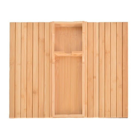 Shoreew Bamboo Sofa Armrest Tray with Cup Holder Anti-Slip Sofa Organizer Tray Foldable Sofa Caddy Table for Drinks Phone Remote