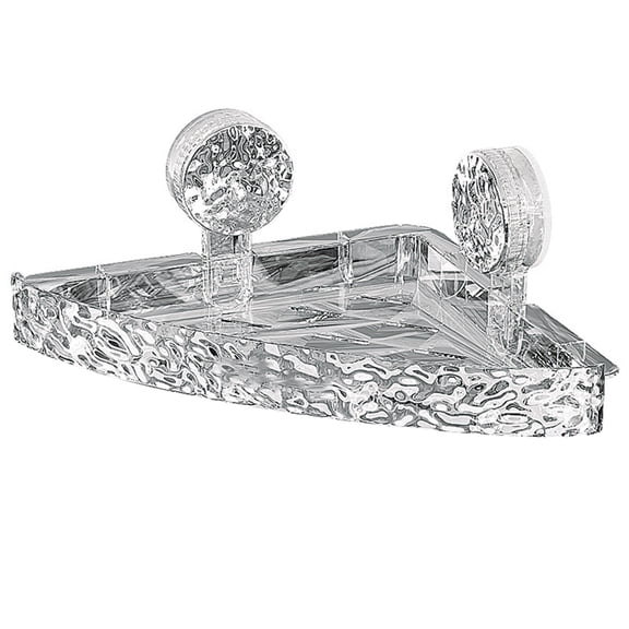 Shoreew Bathroom Corner Storage Rack Transparent Triangle Shape Thick Punch-free Drainage Anti-slip Strong Suction Great Load Bearing Shower Storage Organizer